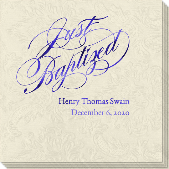 Romantic Just Baptized Carte Embossed Napkins